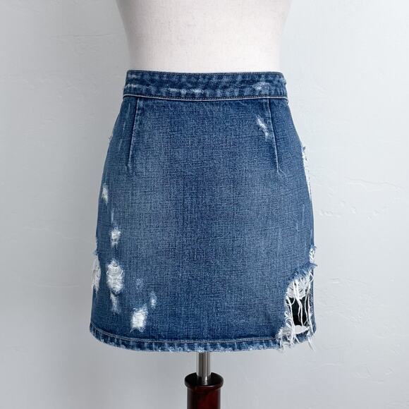 Lovers + Friends Ryder Distressed Las Palmas Denim Mini Skirt - Picture 1 of 10